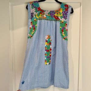 J.Marie Floral Embroidered Gingham Dress